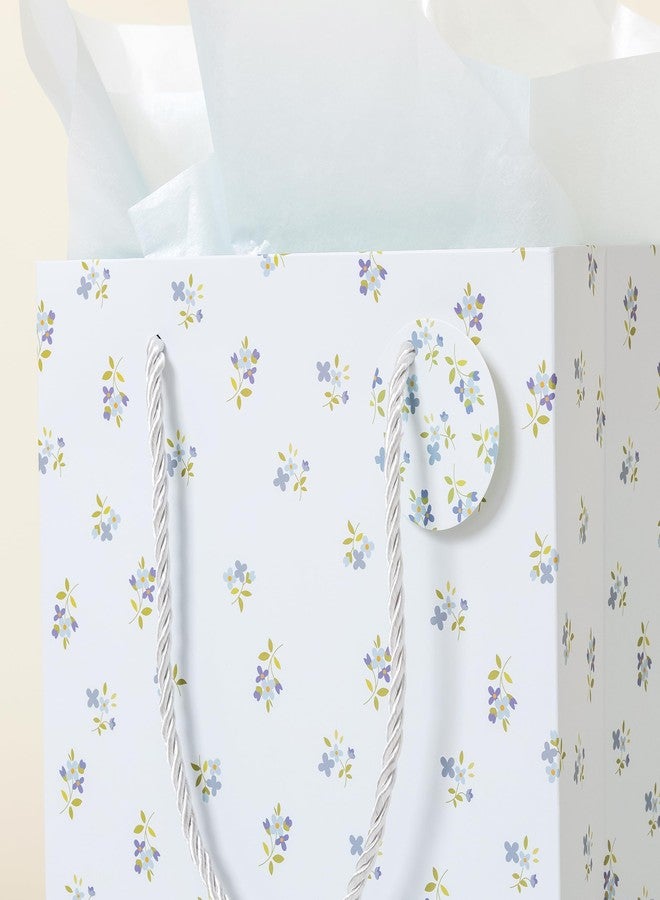 Crisky Bags for Small Business, 4 Pack Medium Gift Bags with Handles, Wildflower Floral Wedding Gift Bag Medium Size Goodie Bags with Tissue Paper for Bridal Shower, Engagement, Birthday, Graduation - Image 3